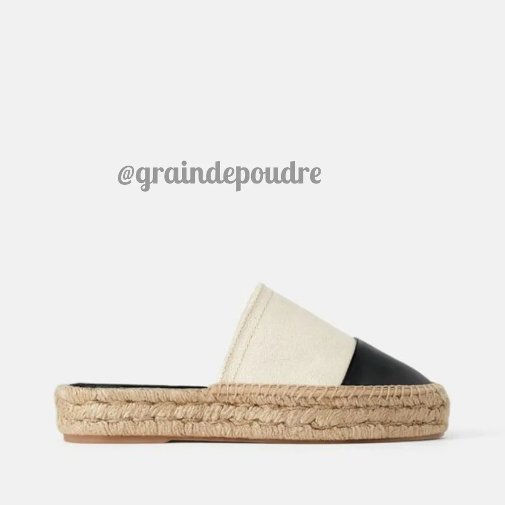 Rare! Zara Faux Vegan Leather Black & White Espadrilles 38 7.5